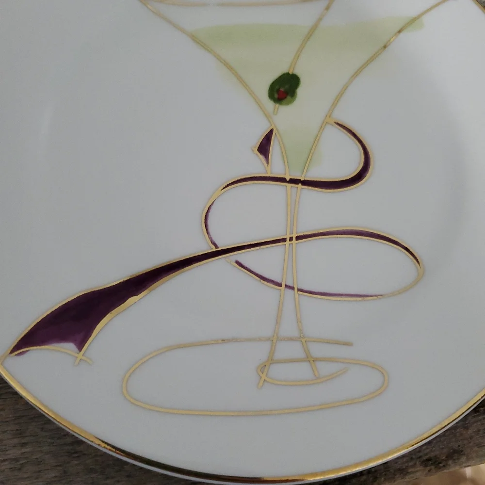 Pier 1 Martini Glass Salad appetizer plates set of 4 - Picture 4 of 5